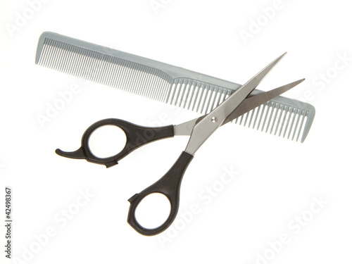 Hair cutting shears and comb