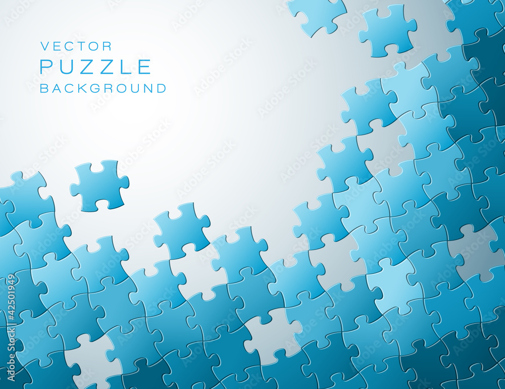 Vector background made from blue puzzle pieces - obrazy, fototapety, plakaty 