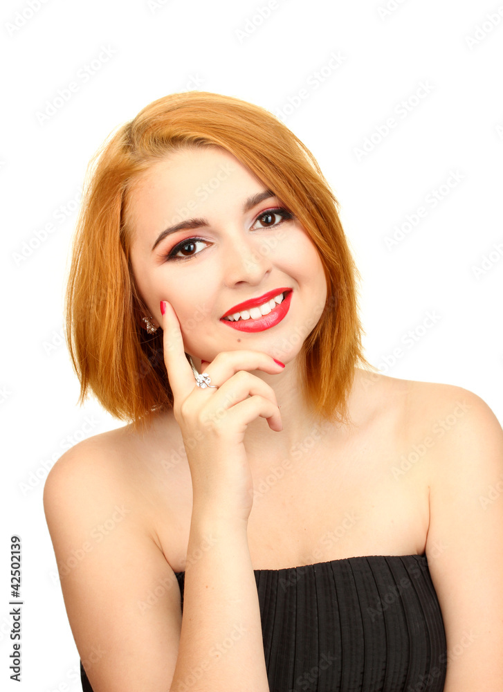 portrait of sexy young woman with glamour make up and red portrait of sexy young woman with glamour make up and red