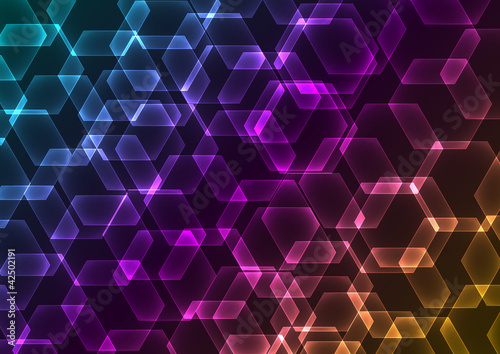 Абстрактный фон с прозрачными цветными шестиугольниками photo