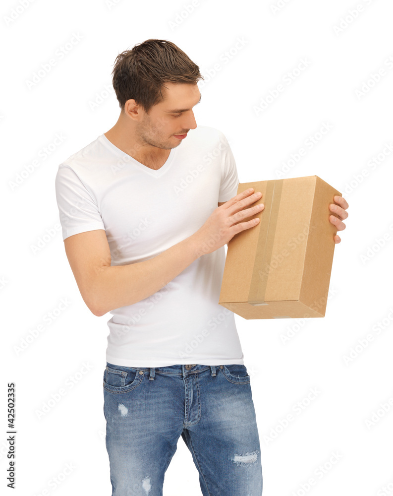 man in white shirt with parsel man in white shirt with parsel