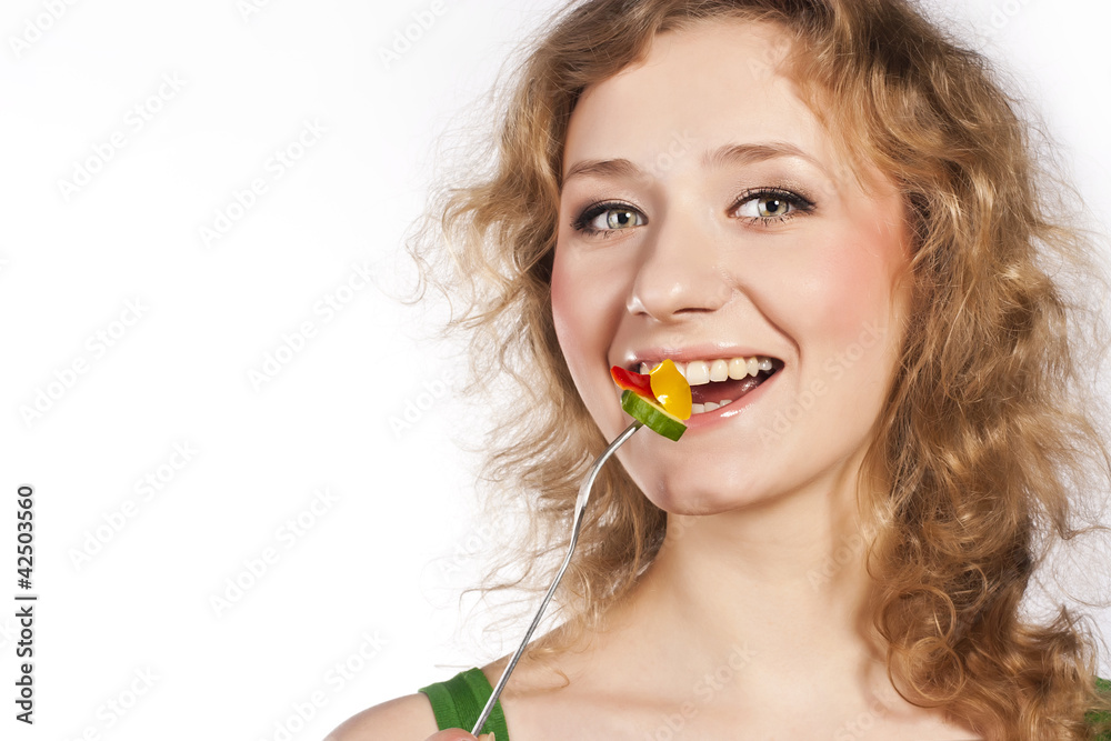 Healthy lovely woman, with salad Healthy lovely woman, with salad