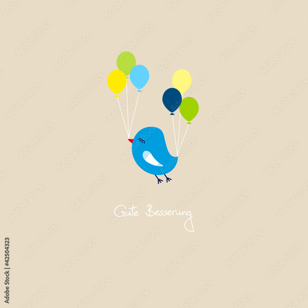 Blauer Vogel gebrochener Flügel Luftballons Beige Stock Vector | Adobe Stock
