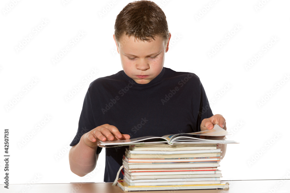 Bookworm reading a pile of books Bookworm reading a pile of books