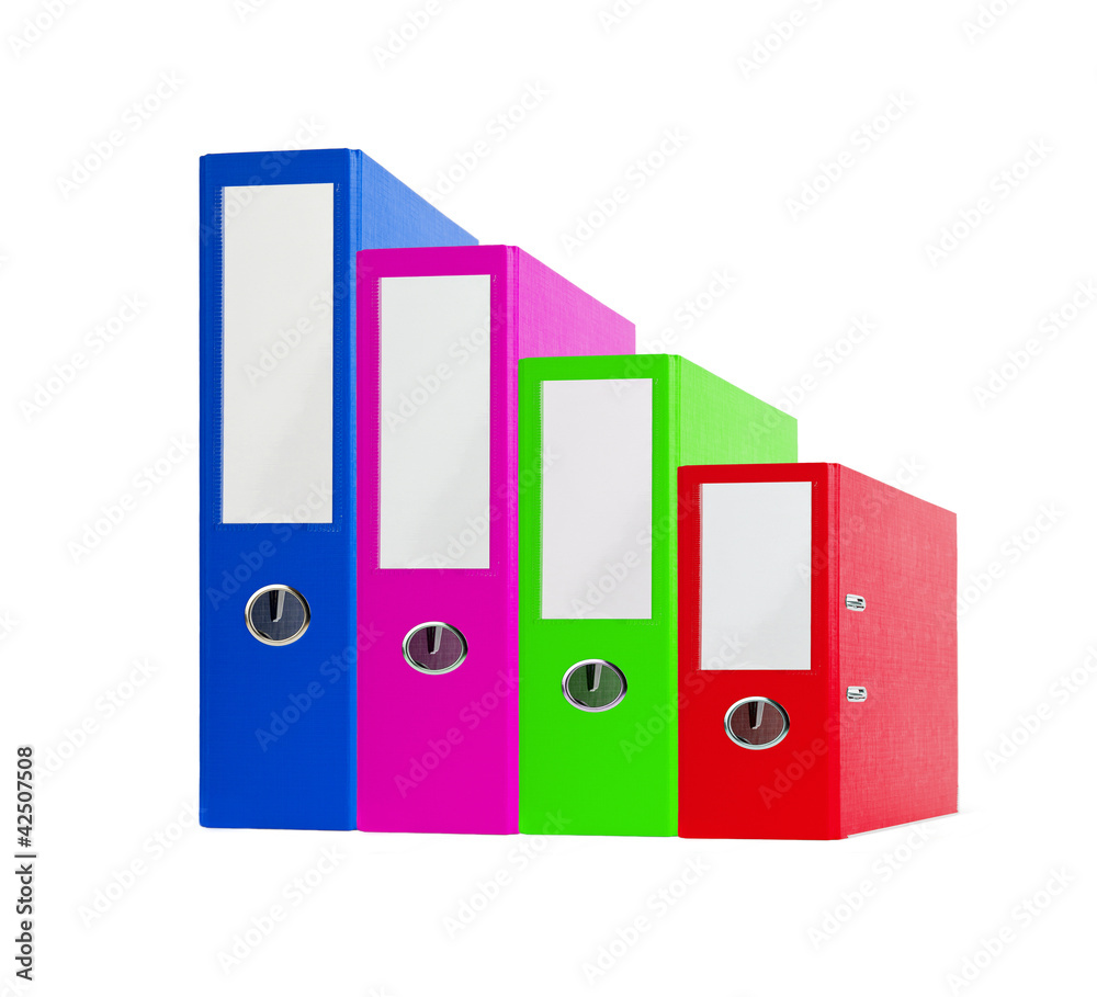 Stack of bright color office folders isolated on white Stack of bright color office folders isolated on white