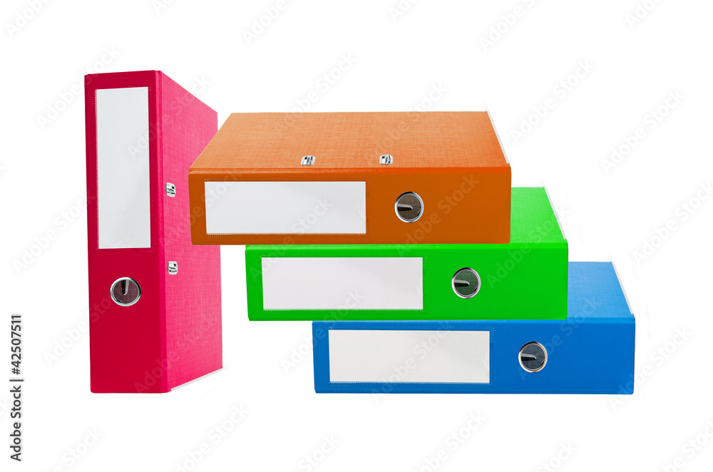 Stack of colorful office folders isolated on white Stack of colorful office folders isolated on white