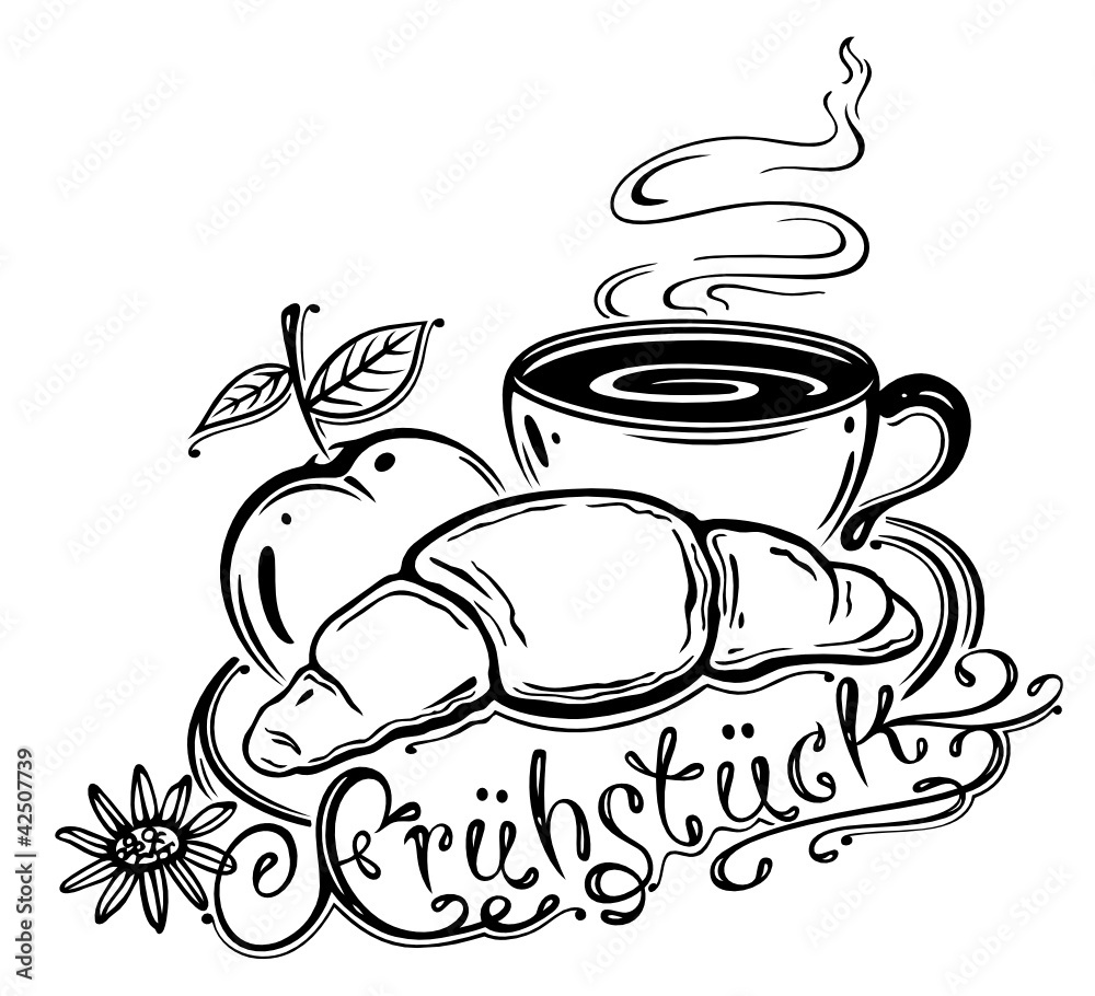 Frühstück, Frühstücks Set, vector, schwarz Frühstück, Frühstücks Set, vector, schwarz