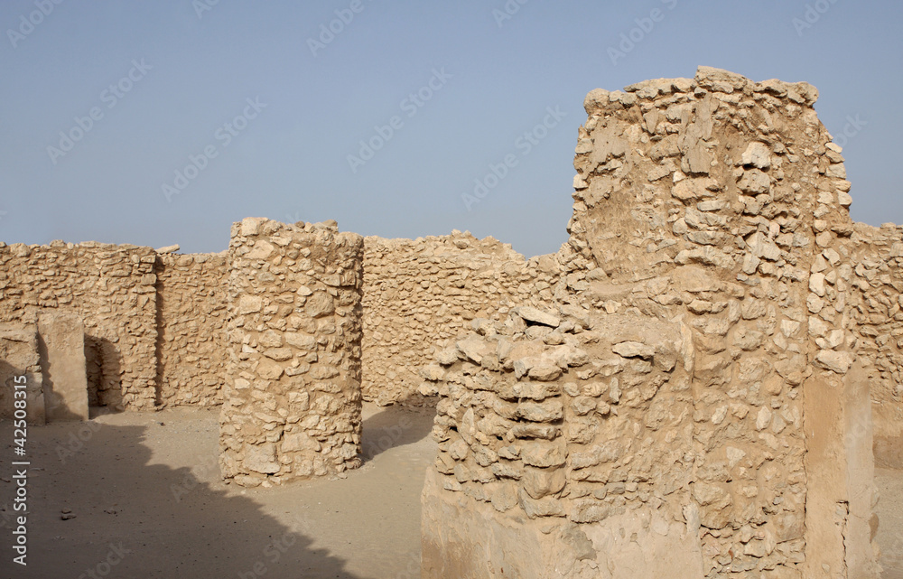 Remains of pillars inside ancient Saar temple