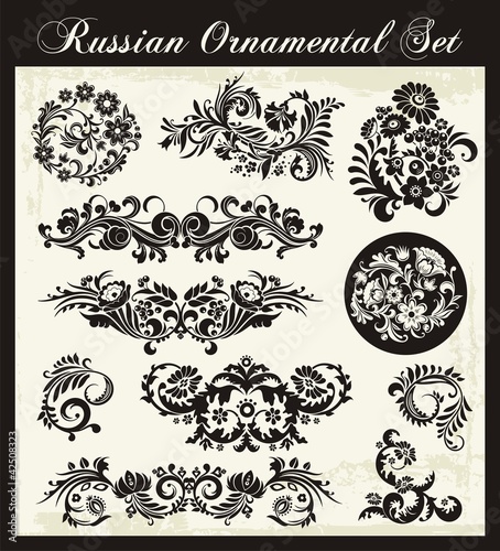 Vector Floral Ornaments in Russian Style