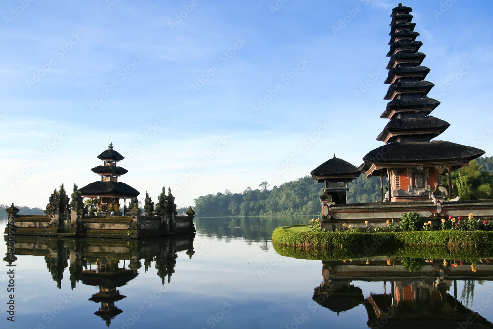 Lake temple bali blue dawn sky Lake temple bali blue dawn sky