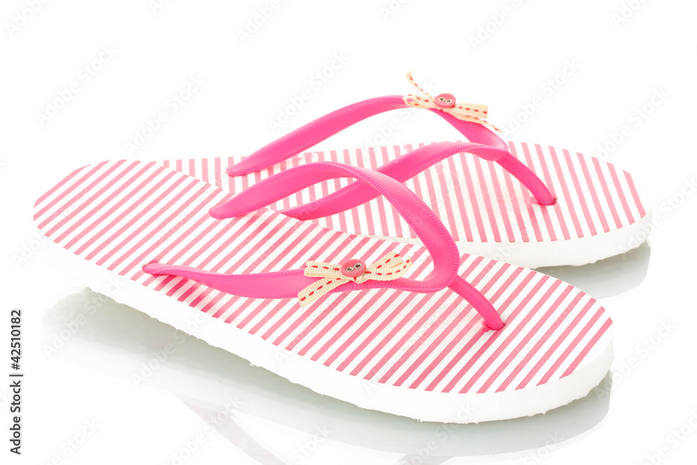 pink beach shoes isolated on white. pink beach shoes isolated on white.