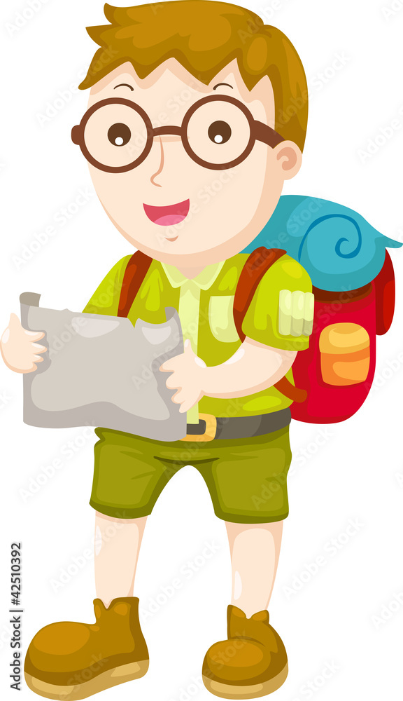 Kid Hiking vector illustration on a white background