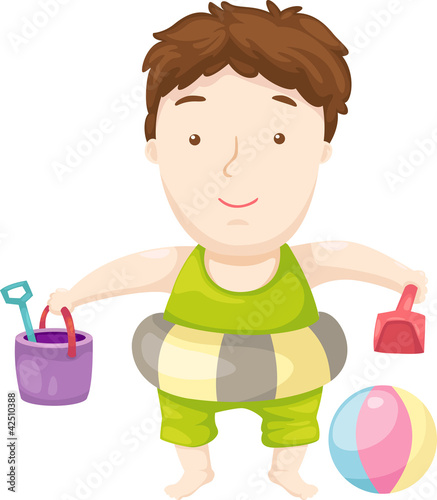 Children on a beach vector illustration on a white background