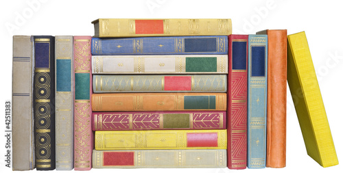 Row of books, iisolated on white background photo