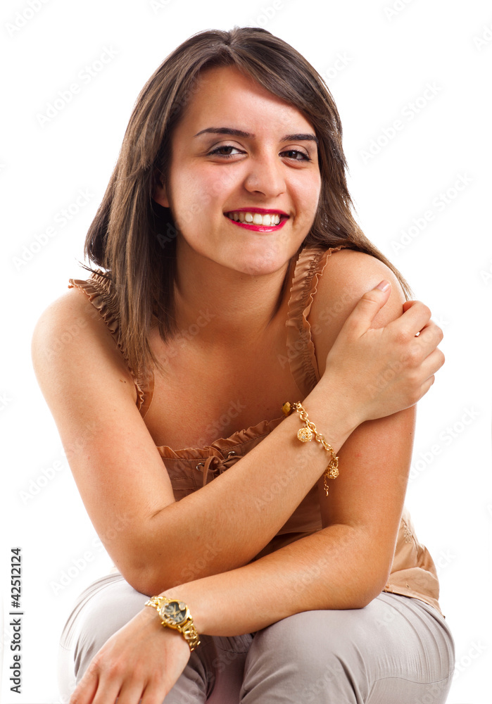 Girl on white background