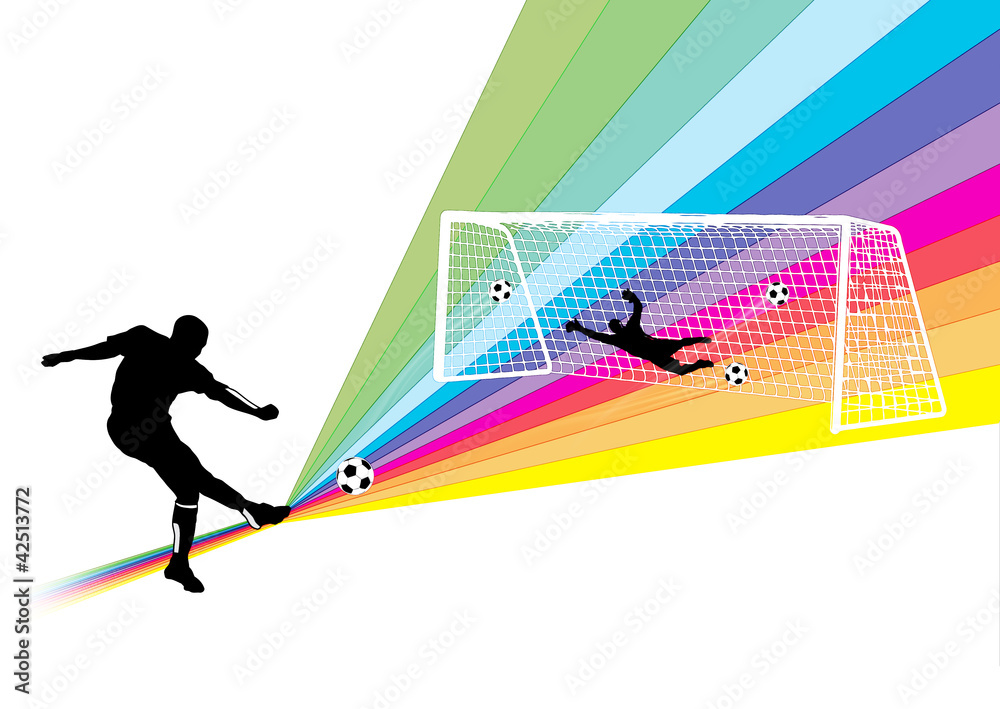Fototapeta premium Football soccer euro 2012 player scores goal goalkeeper