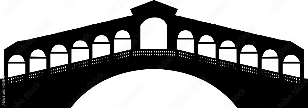 Fototapeta premium Rialto bridge in Grand canal in Venice, Italy silhouette