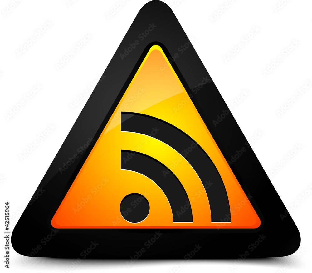 Attention warning sign with RSS sign Attention warning sign with RSS sign
