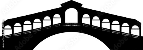 Rialto bridge in Grand canal in Venice, Italy silhouette