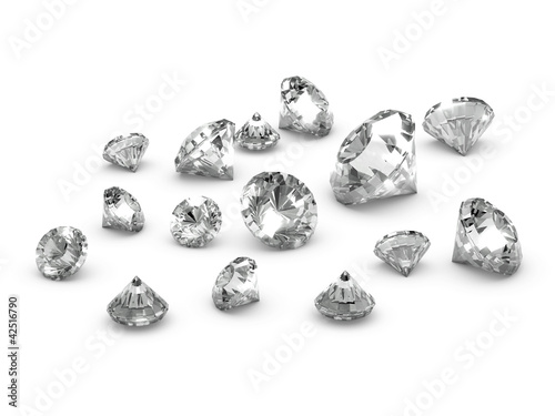 3d Diamonds Scattered