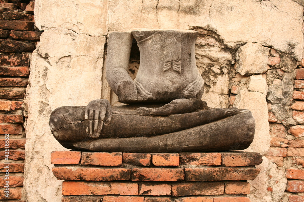 ruin ancient buddhist statue in Ayudhaya, Thailand