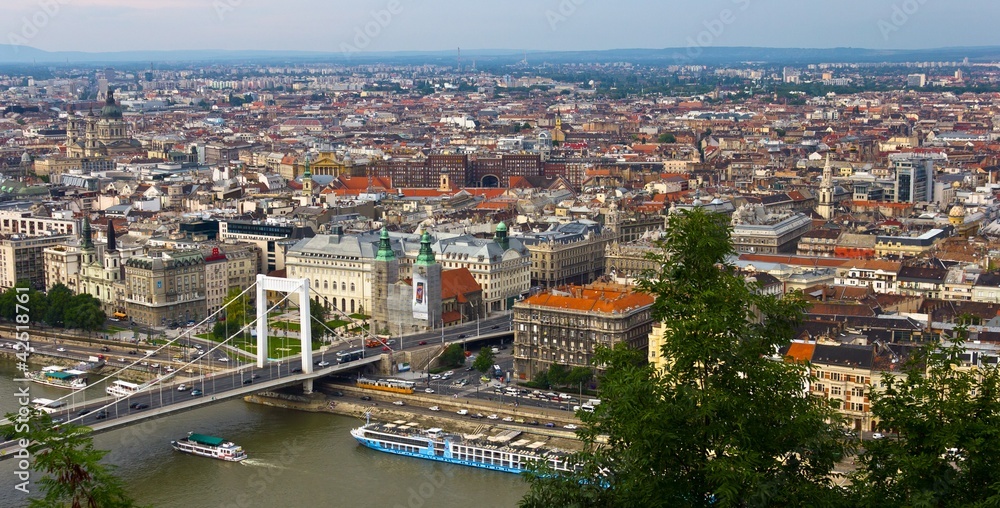 Panoramic view of Budapest from the Buda (west) side of the city