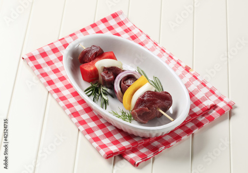 Raw shish kebab