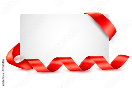 Card with red gift ribbons  Vector