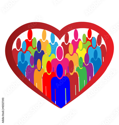 Diversity people heart logo vector