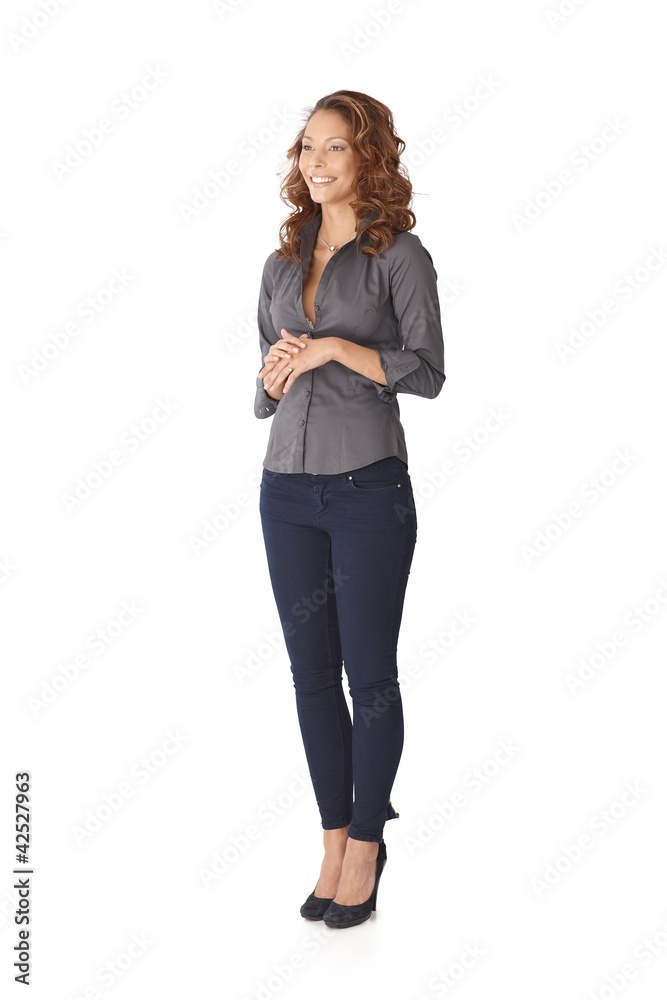 Fototapeta premium Young casual woman smiling