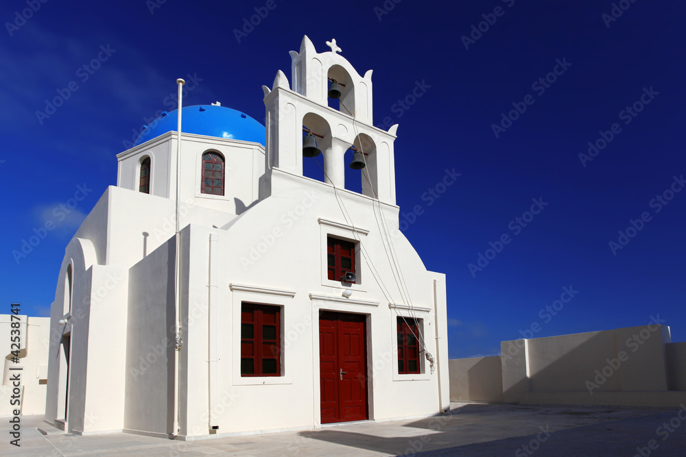 Santorini with Traditional Church in Oia, Greece