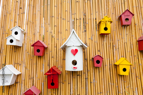 Colorful collection of birdhouses