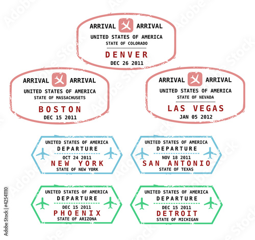 USA - vector passport stamps
