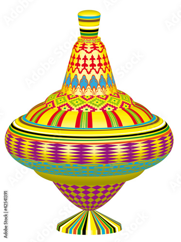 Vintage colorful spinning top. Abstract art illustration 3D.