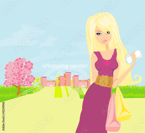 fashion girl Shopping illustration