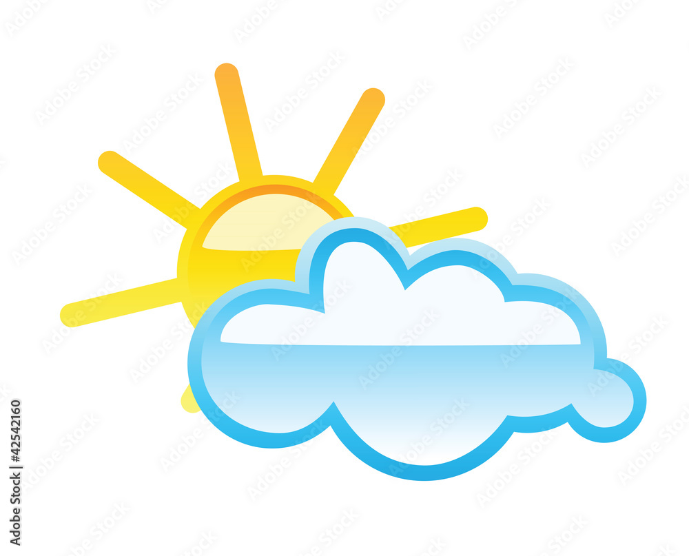 Weather glass buttonsunny with clouds isolated on white Weather glass buttonsunny with clouds isolated on white