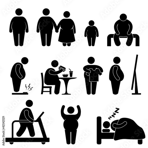 Fat Man Woman Kid Child Couple Obesity Overweight