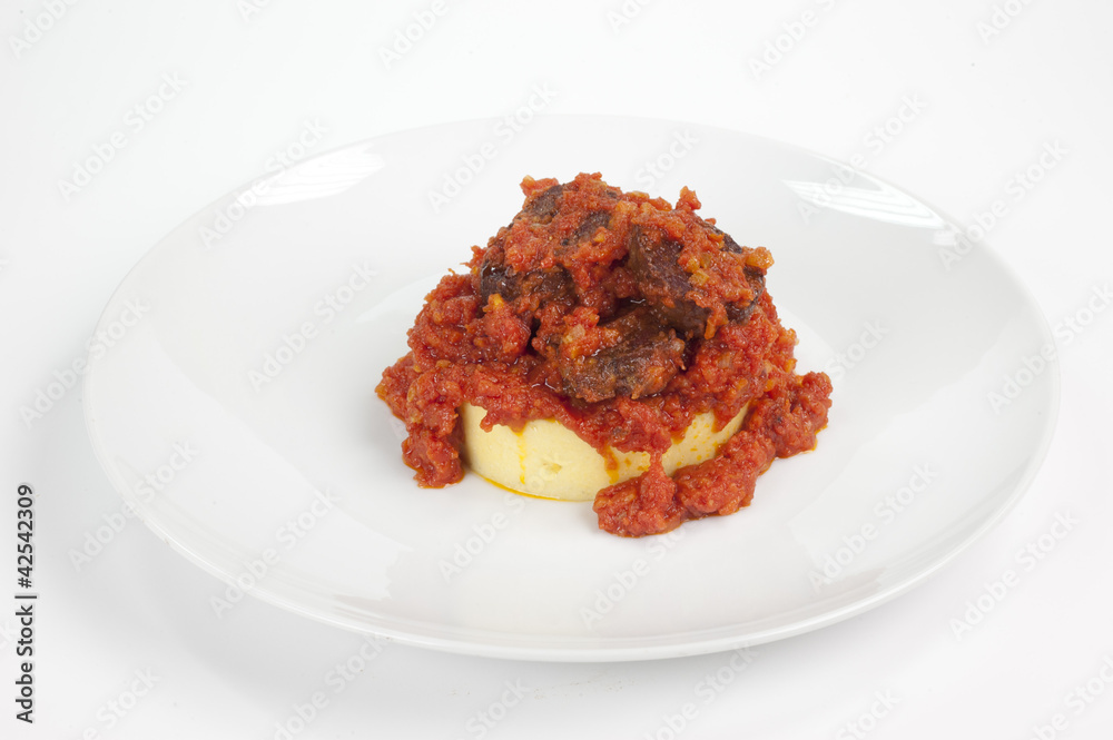 fricando di salame di turgia con polenta di patate