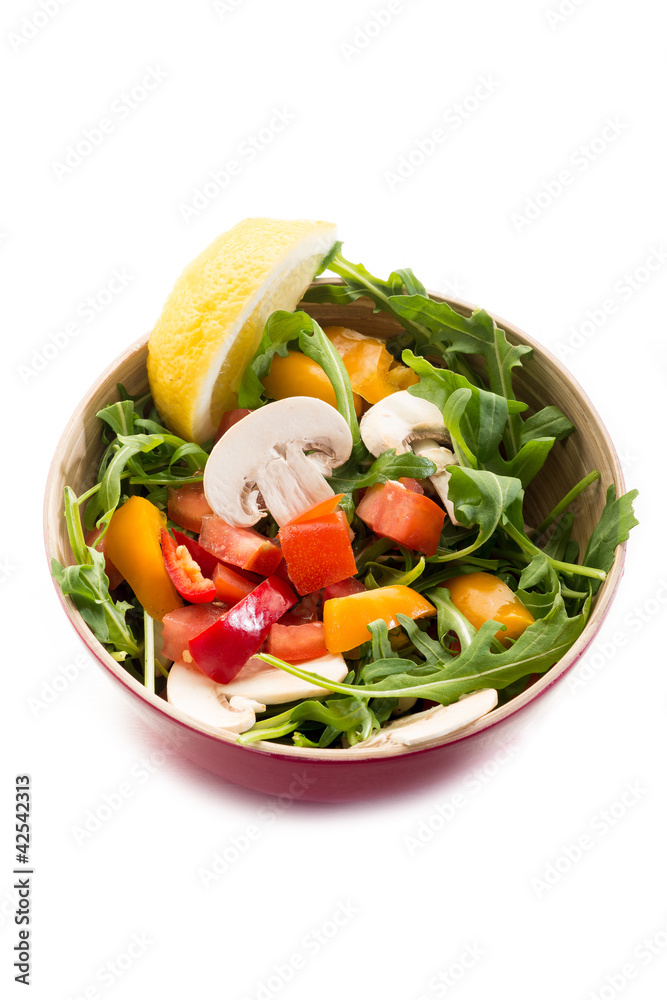 mixed salad with arugula, mushrom and capsicum mixed salad with arugula, mushrom and capsicum
