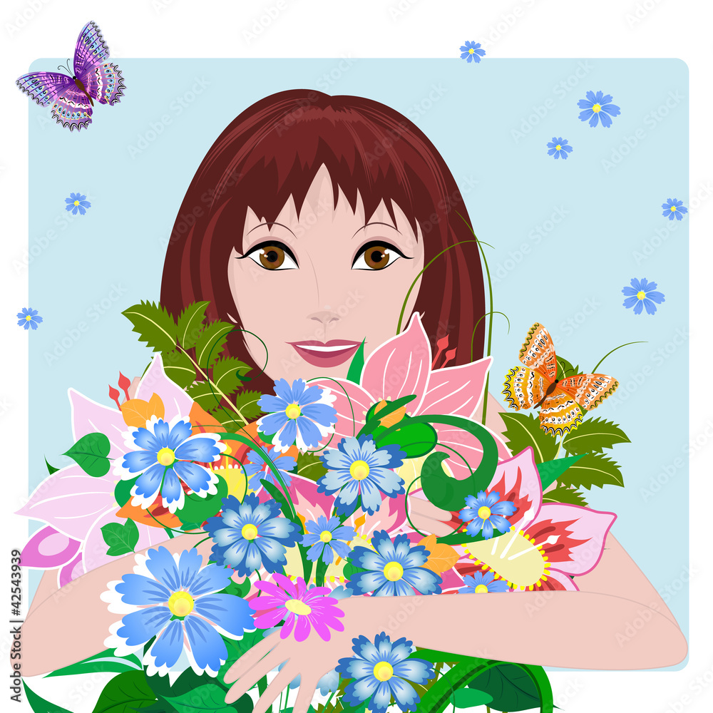 Girl in love with flowers Girl in love with flowers