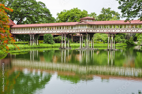 Wood bridge in Sanam Chan Palace, Nakhon pathom, Thailand