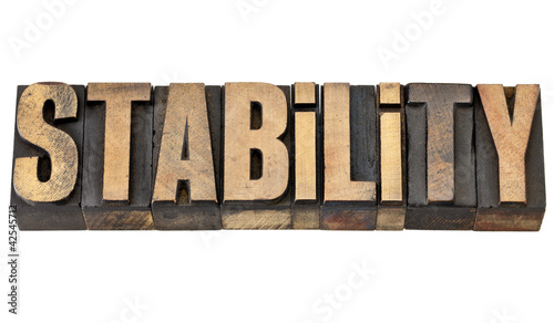 Canvas Print stability word in letterpress type