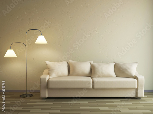 The sofa and the lamp