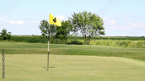 golf yellow flag number four