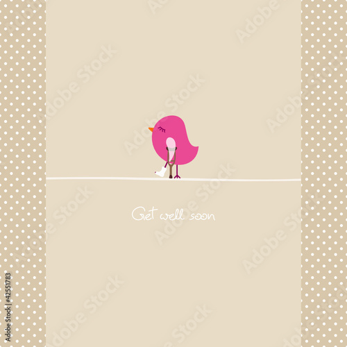 Pink Bird Crutch & Leg In Plaster Beige