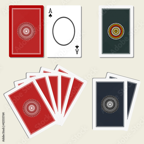 playing cards back side and blank ace