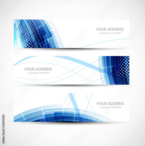 abstract colorful blue wave header vector set
