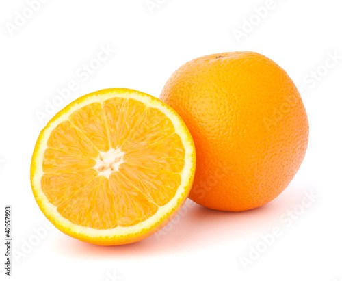 Sliced orange fruit segments  isolated on white background