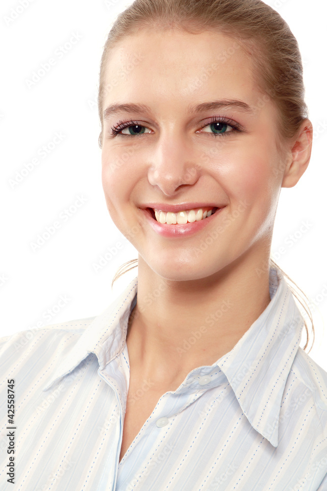 young business woman portrait isolated on white background young business woman portrait isolated on white background