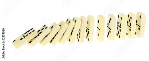 Fotografia Long train of dominoes falling over